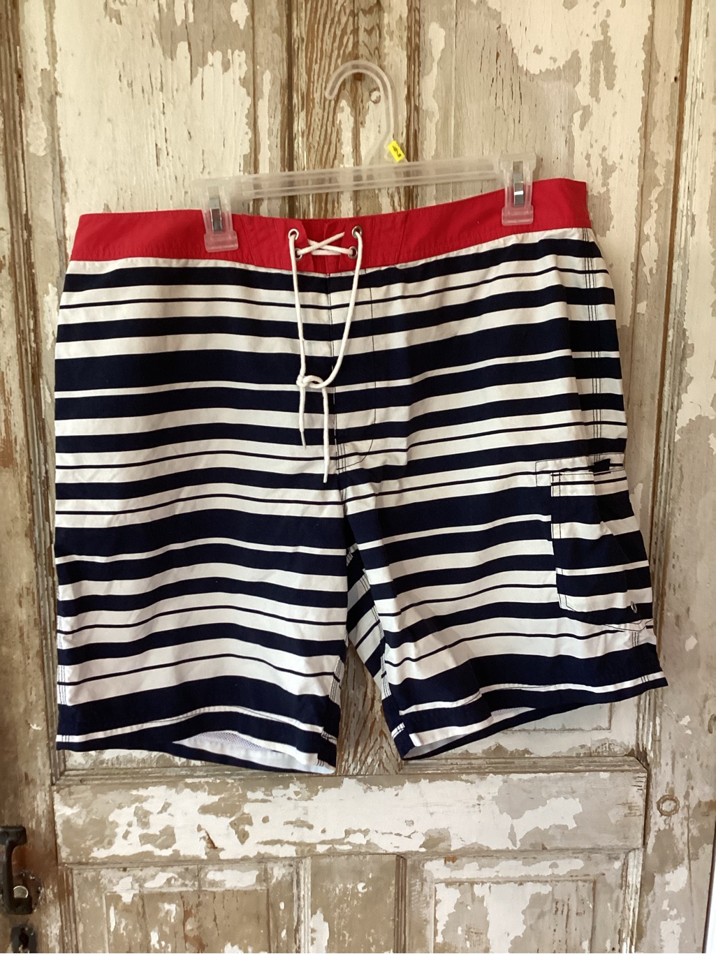J.Crew Board Shorts Men's 36 Blue White Nylon Striped - Great Used Condition!